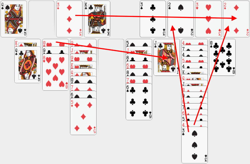 Freecell, solving example, part 10