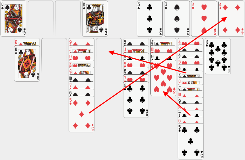 Freecell, solving example, part 11