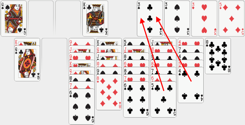 Freecell, solving example, part 12