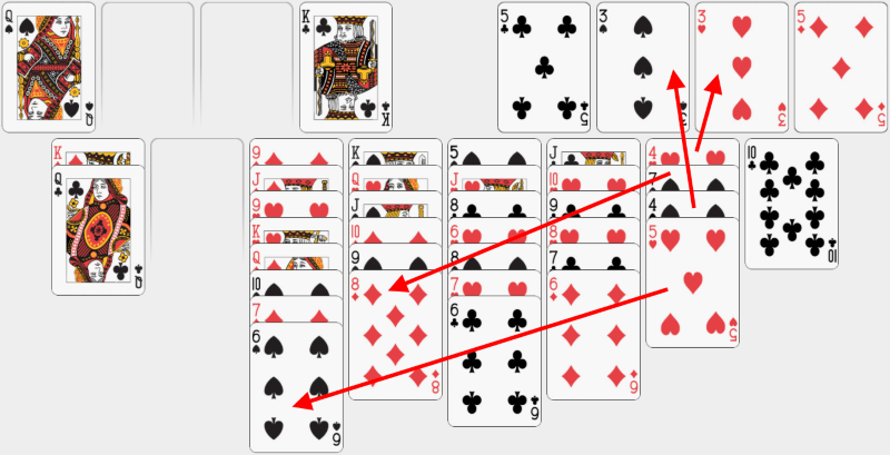 Freecell, solving example, part 13