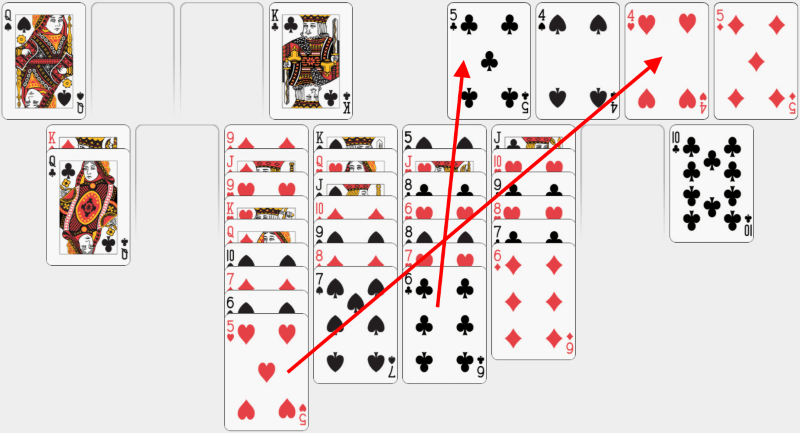 Freecell, solving example, part 14
