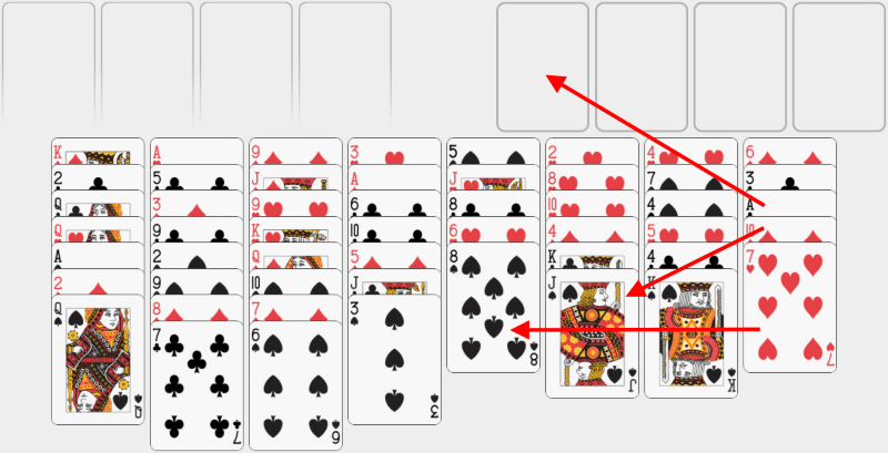 Freecell, solving example, part 2