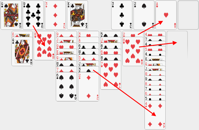 Freecell, solving example, part 8